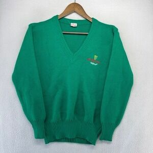 Vintage Guinness Sweater Mens 42 Small Green V-Neck Logo St Patricks Ireland 80s
